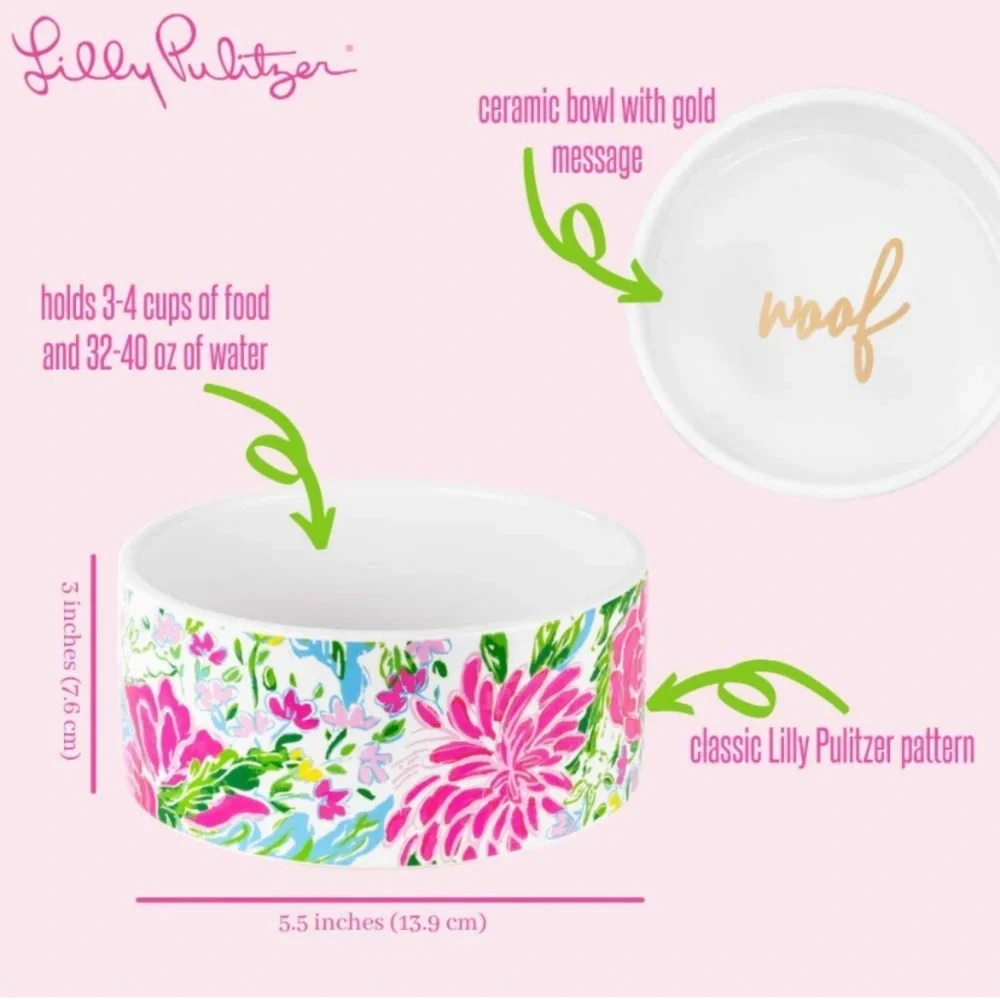 Lilly Pulitzer Dog / Pet Bowl: Splendor in the Sand