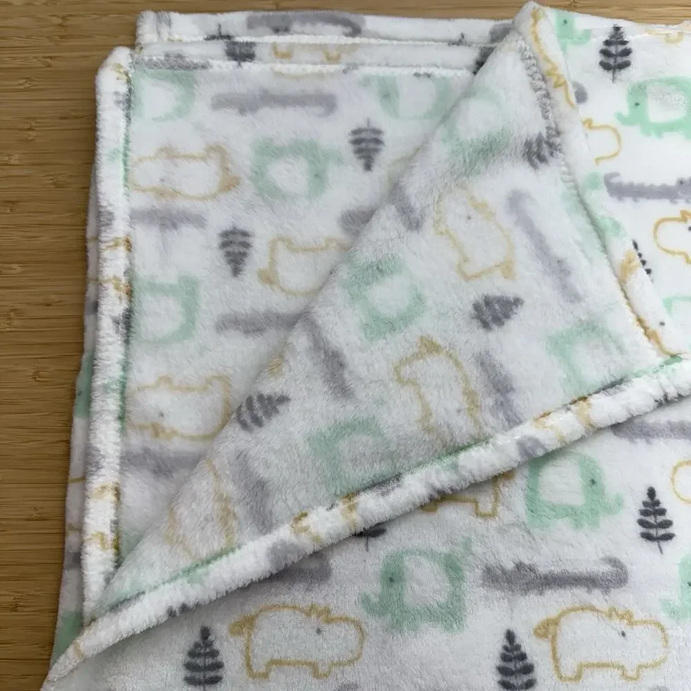 Betty & Bob Baby Security Blanket Elephant Alligator Lovey Green White 30x40