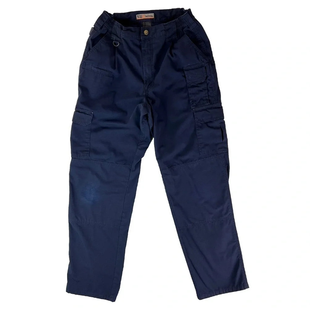 5.11 Tactical Work Pants 32 x 34 Navy Blue Elastic Waist Hammer Loop Cargo