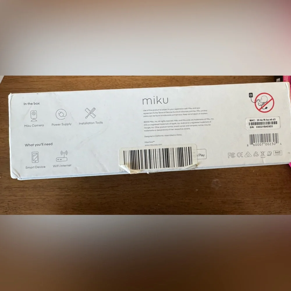 Miku Pro Smart Baby Monitor with Wall Mount Kit