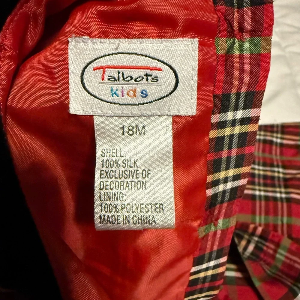 Talbots Kids Red Plaid Silk Dress size 18M