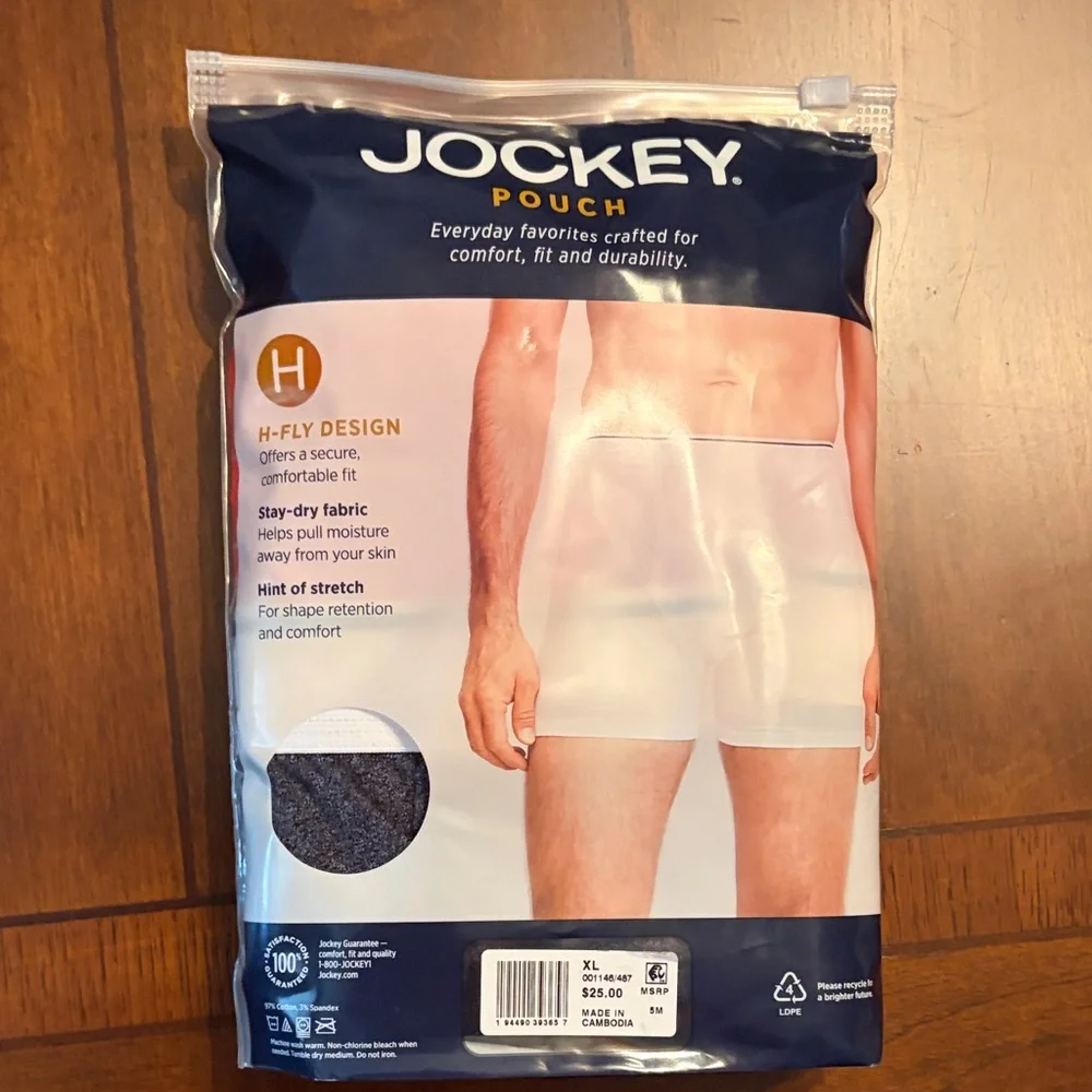 Jockey Men's White Boxer Briefs with H-Fly Design