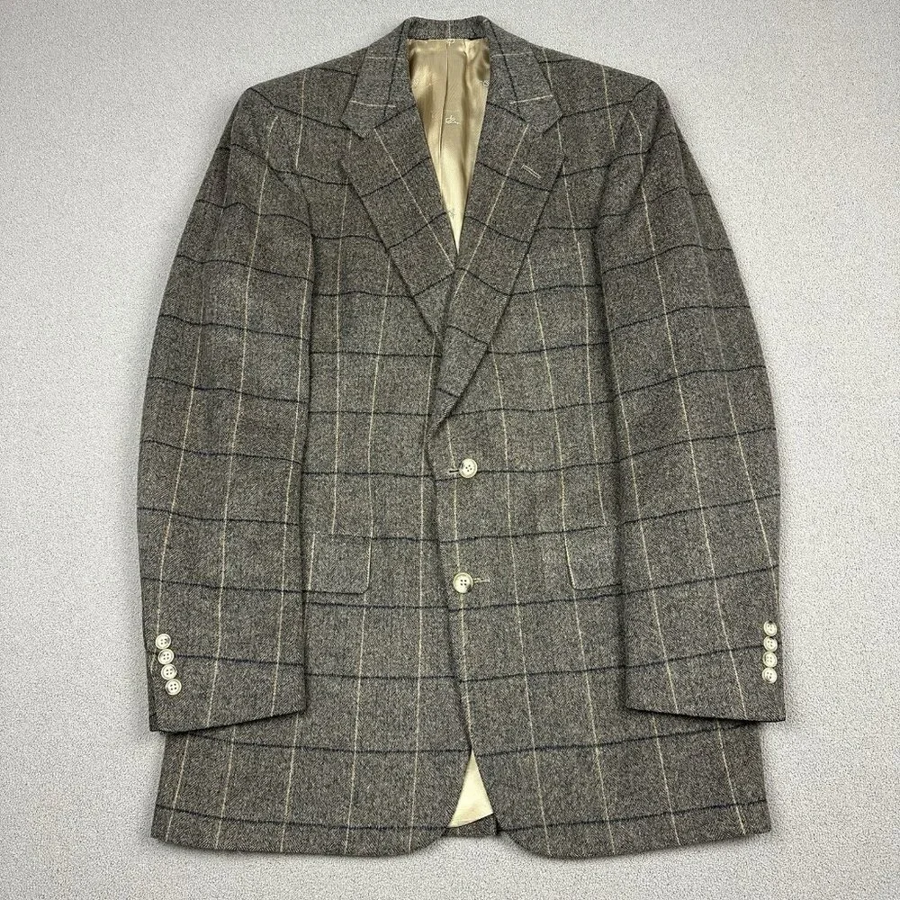 Vintage Austin Reed Of Regent Street Blazer Brown Plaid HBT Sport Coat 4 Button