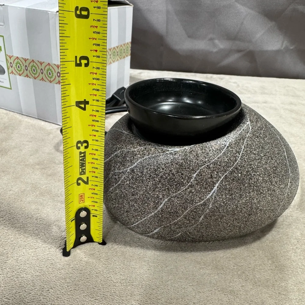 Retired Scentsy Zen Rock Gray and Black Warmer