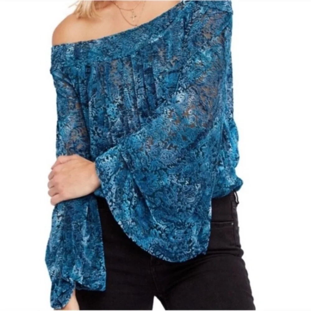 Free People Ginger Berry Burnout Velvet Top
