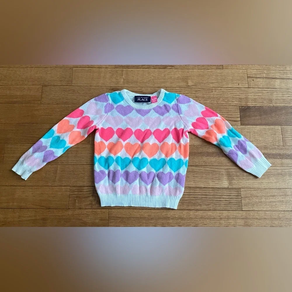 The Children's Place Girls size 18-24 months Colorful Heart pattern soft Sweater