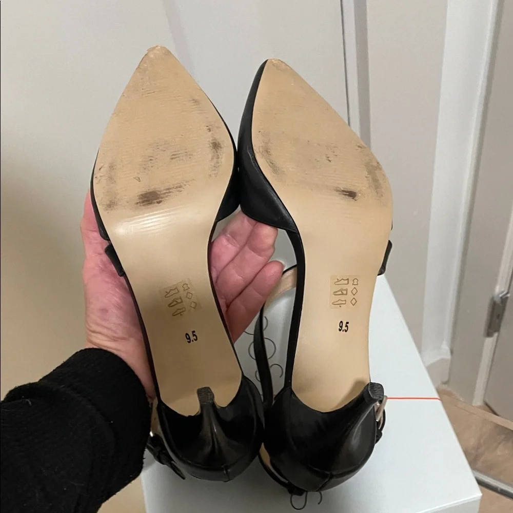 Sole Society Cassia Strappy Black Leather Heels