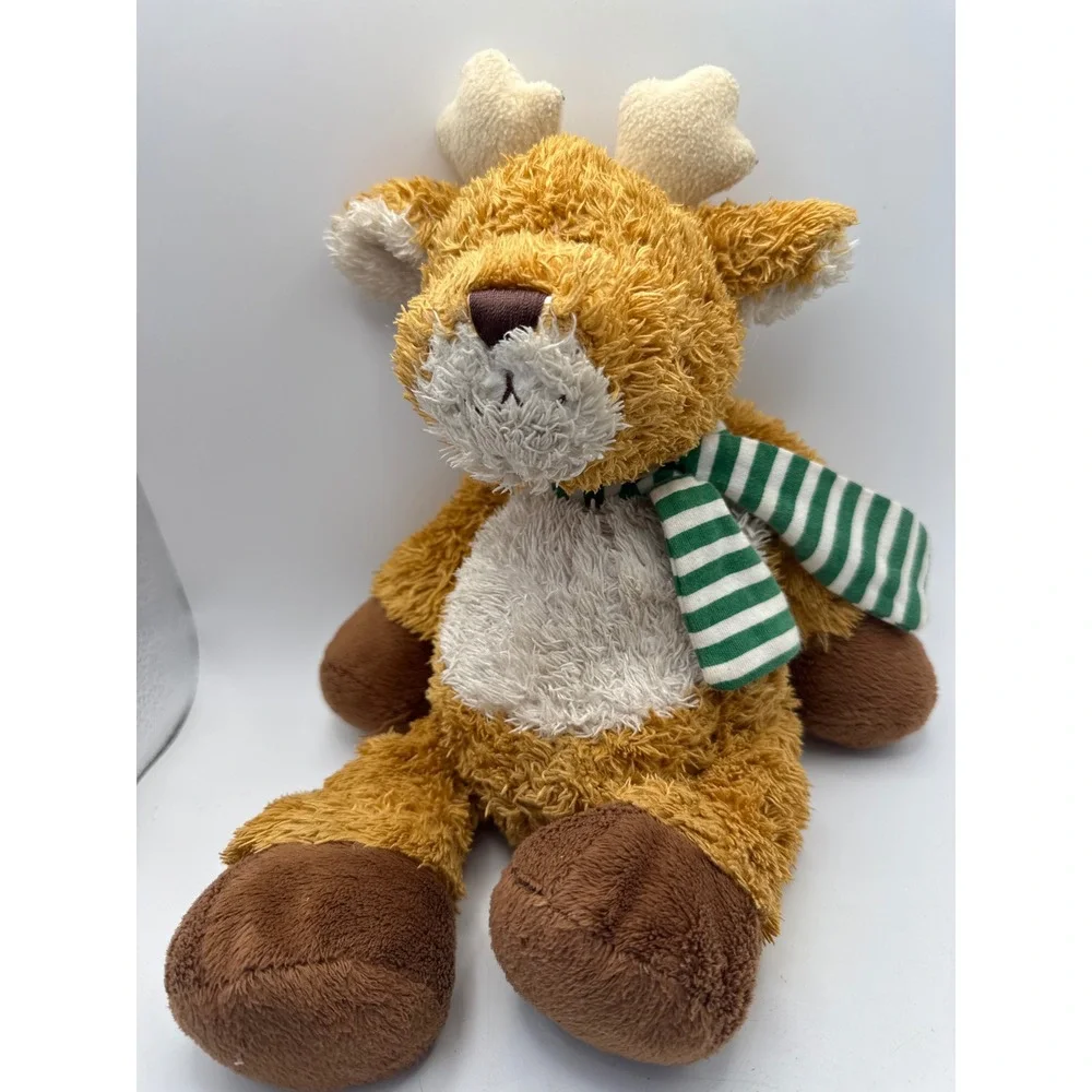 Ganz Heritage Collection Reindeer Plush Green Stripe Scarf Stuffed Animal Toy