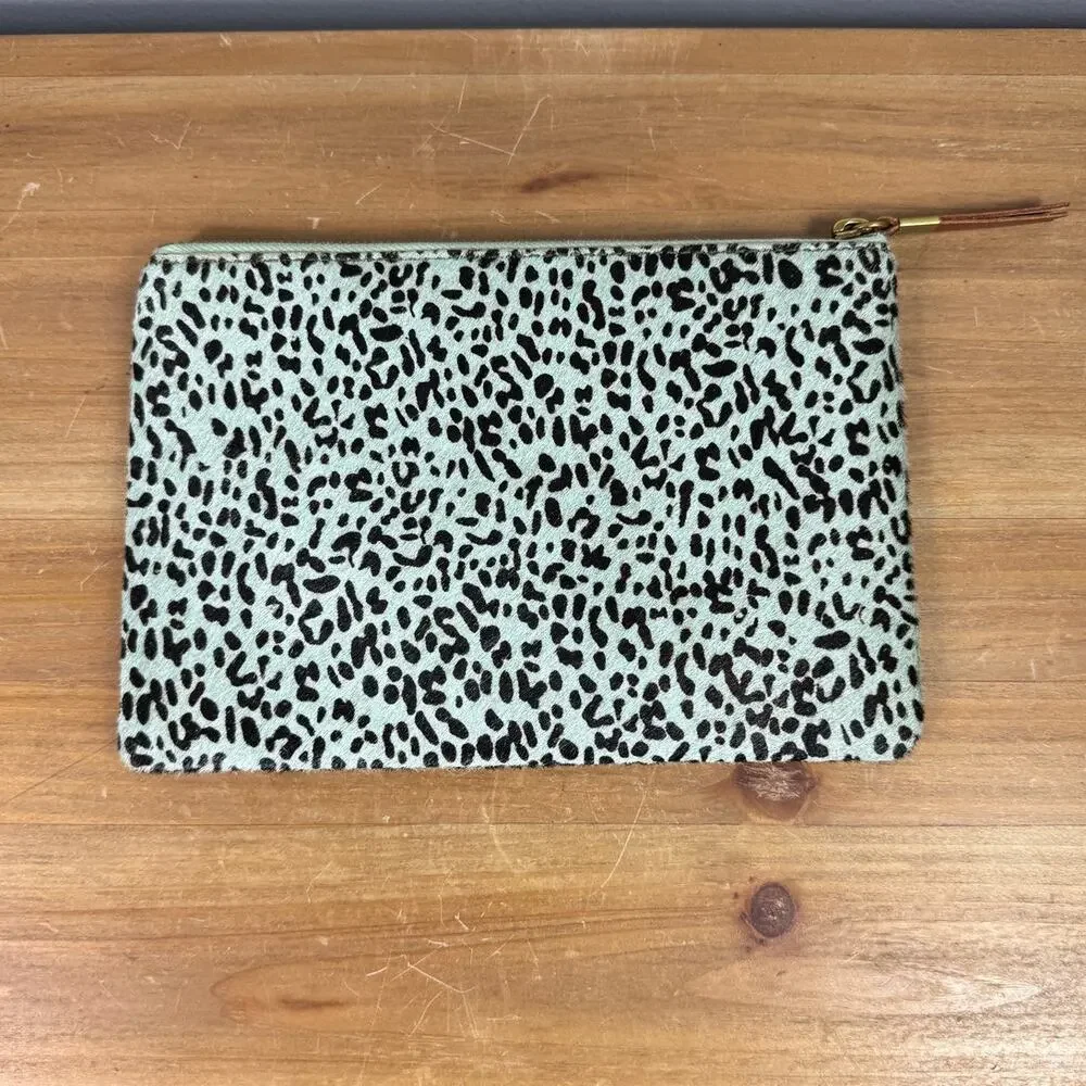New Madewell Printed calf Hair Pouch Wristlet in Sage