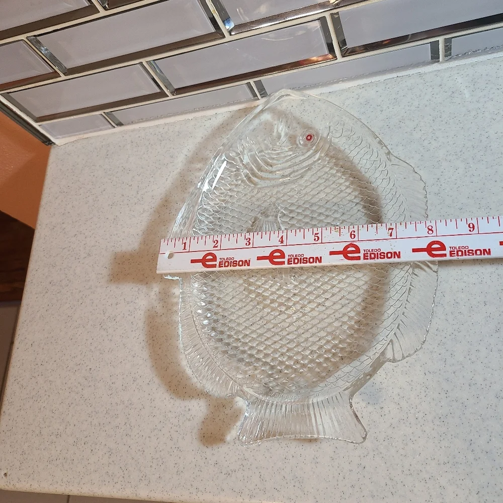 Unique Vintage Transparent Fish-Shaped Glass Plate