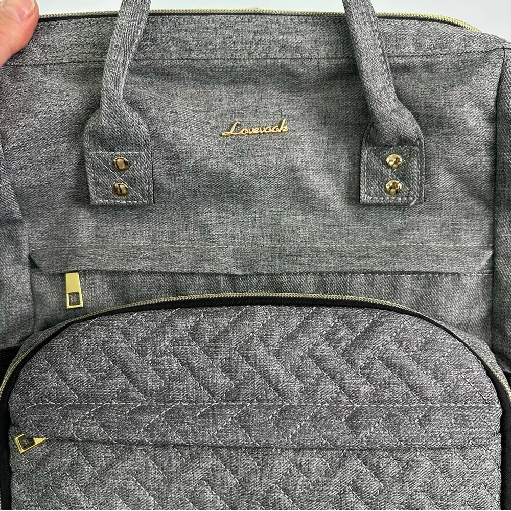 Lovevook Gray Backpack Hinge Top Laptop Pouch Top Zipper; Charger; Office School