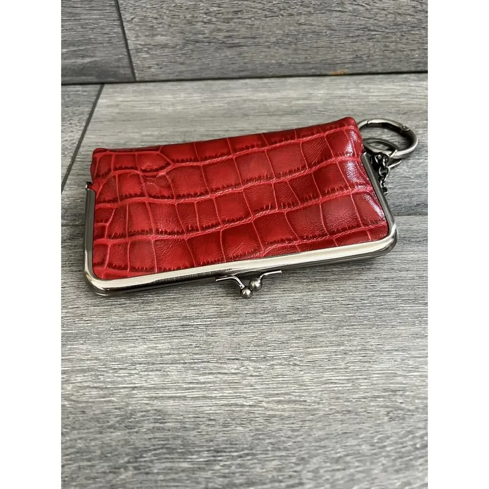 Patricia Nash croc leather wallet medium size red color B000606