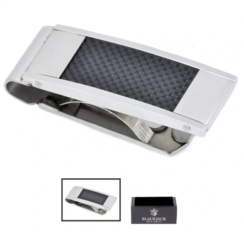 Mens Carbon Fiber And Stainless Steel Money Clip