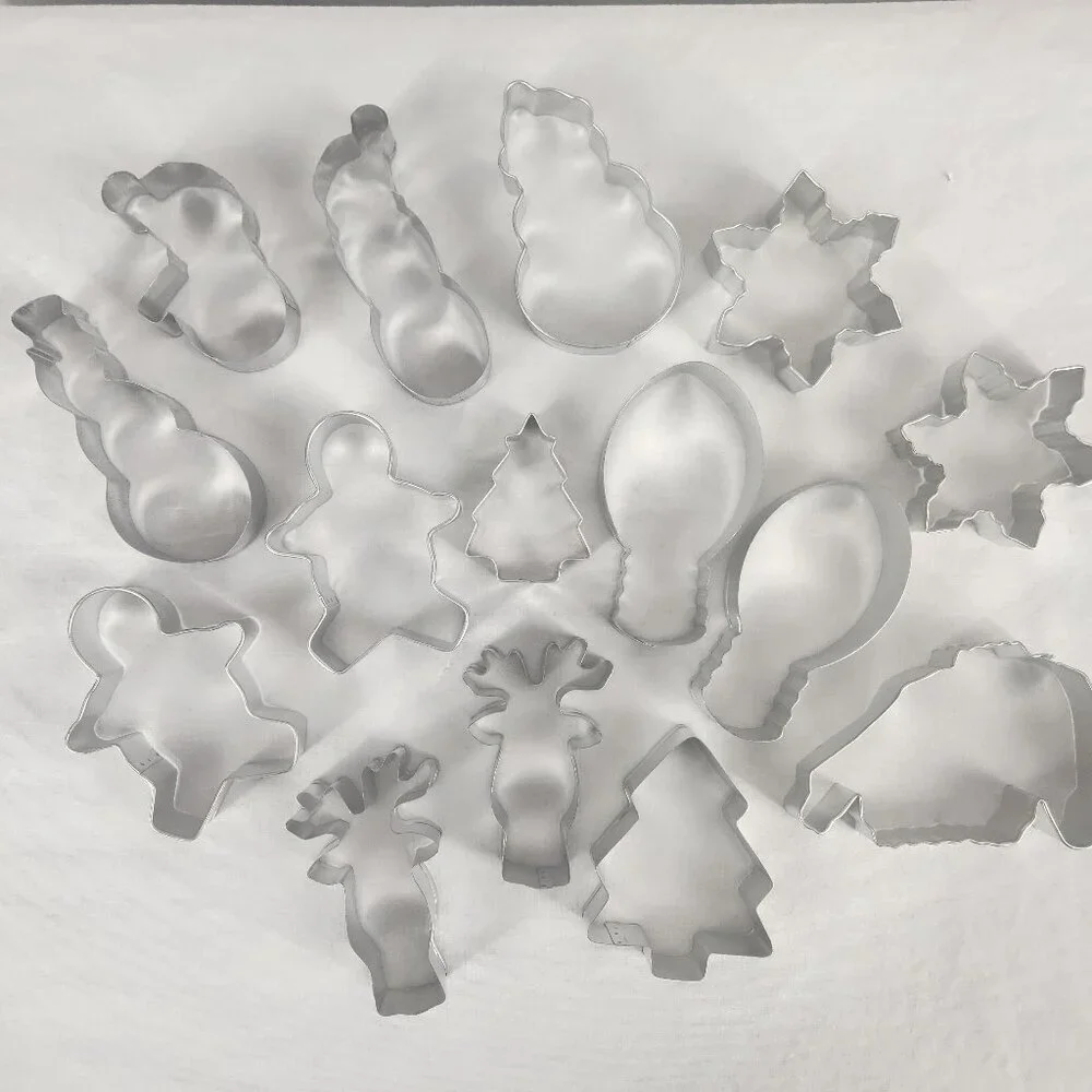 Lot 15 Metal Christmas Cookie Cutters Snowman Ugly Sweater Snowflake Tree Men