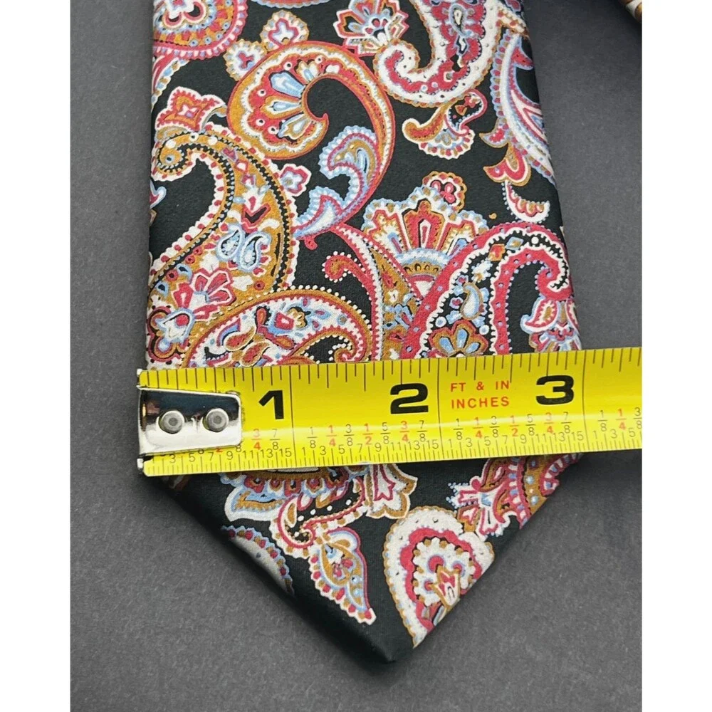 Vtg ALBERTA ZERRA 100% Silk Neck Tie Handmade ITALY Colorful Paisley 60