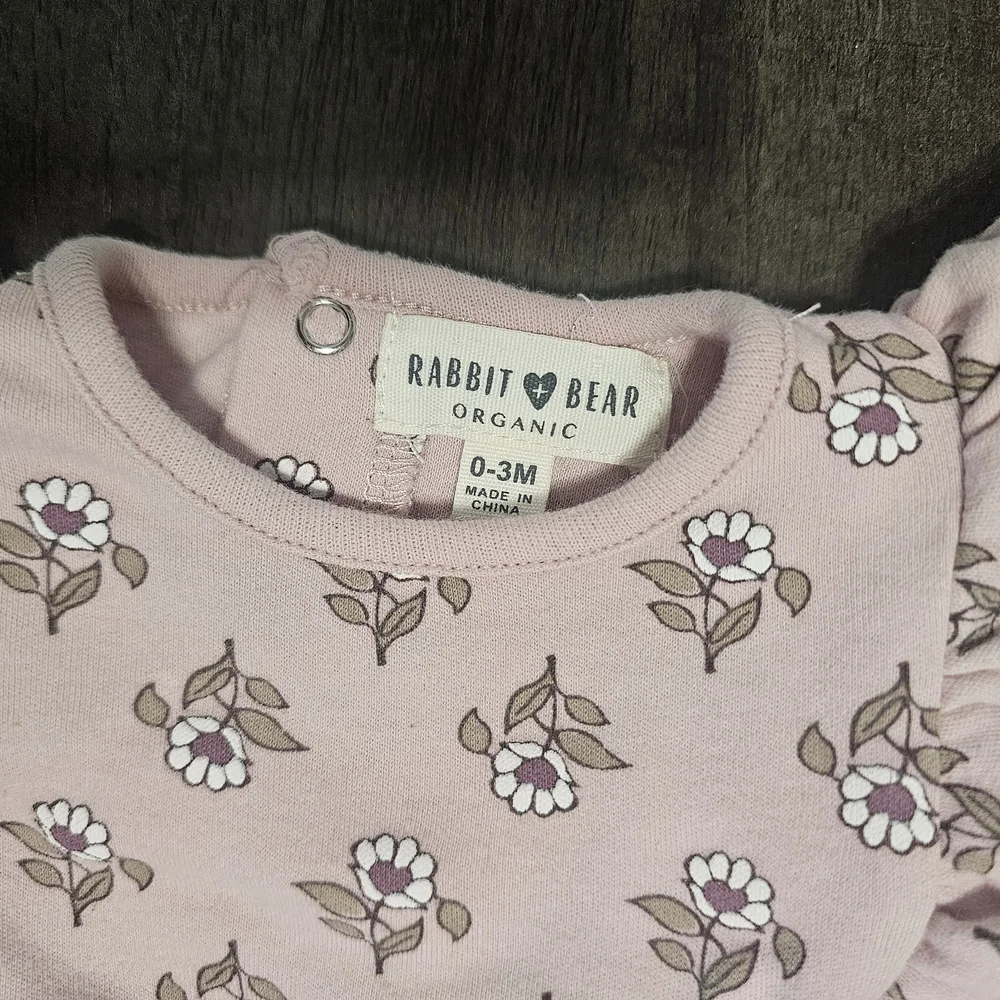 Rabbit & Bear Pink Floral Baby Onesie