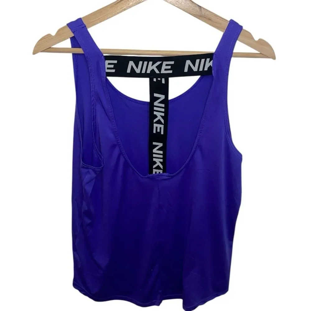 Nike Dri-Fit Women's Purple Blue Tank Top Logo across back straps