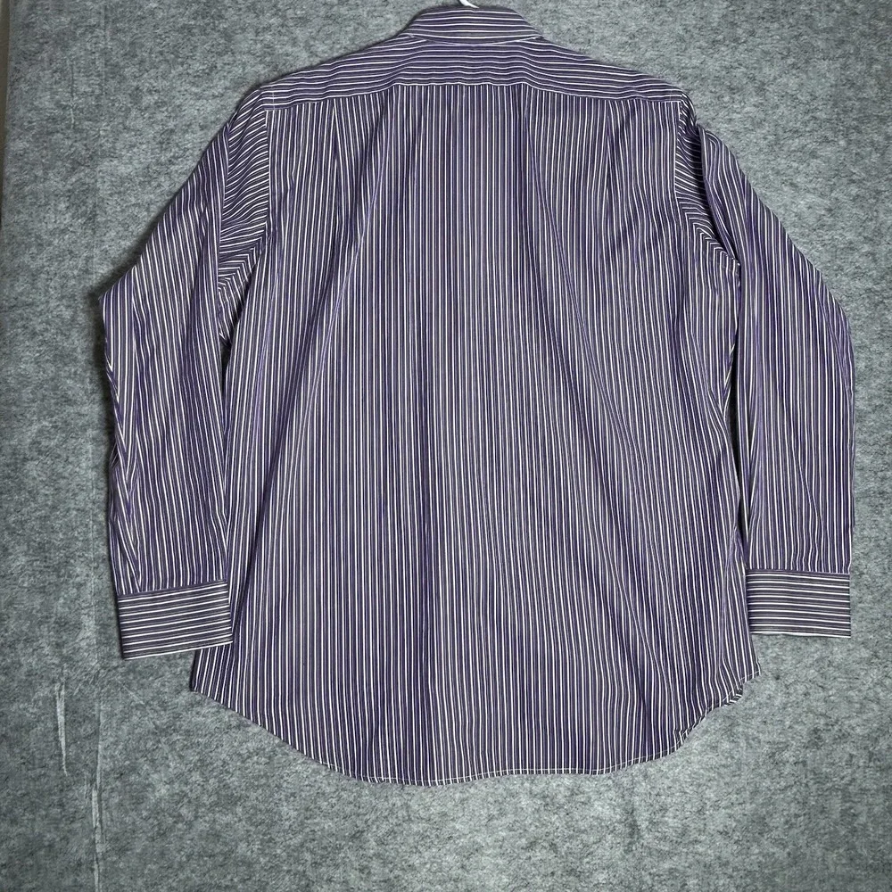 Polo Ralph Lauren Shirt Men 16.5  34/35 Curham Classic Fit Purple Stripe Dress