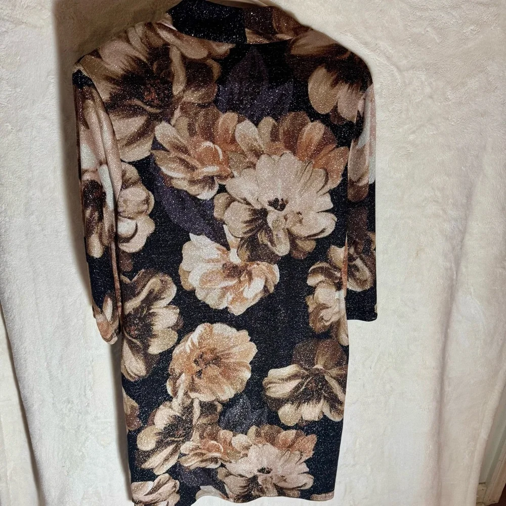 Enfocus Studio Metallic Floral Jacket Dress - Size 10 - Mock 2-Piece