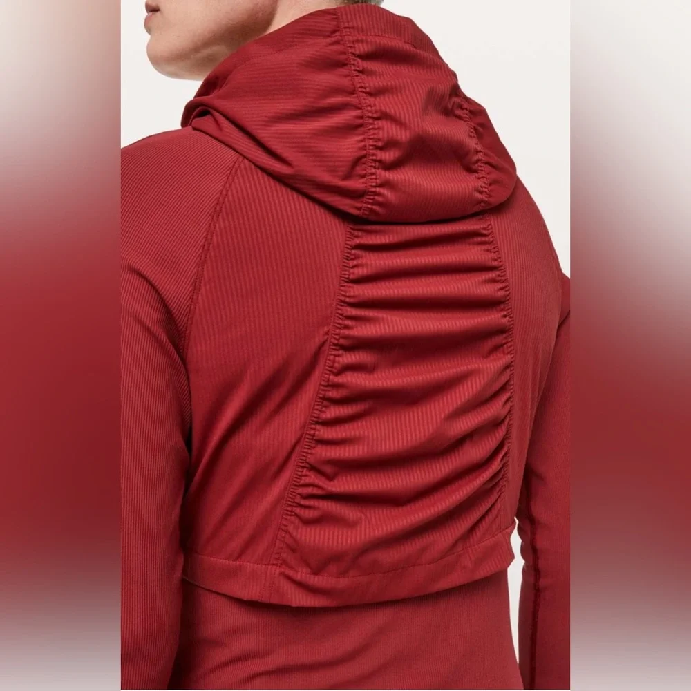 Lululemon Dance Studio Jacket Rib Sleeve Reversible Dark Sport Red Zip Up Size 4