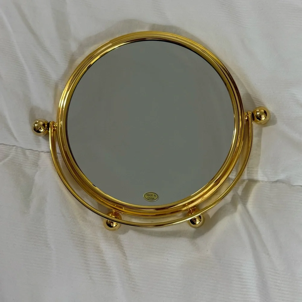 NWOT Mirror, countertop, magnifier/regular sided, gold
