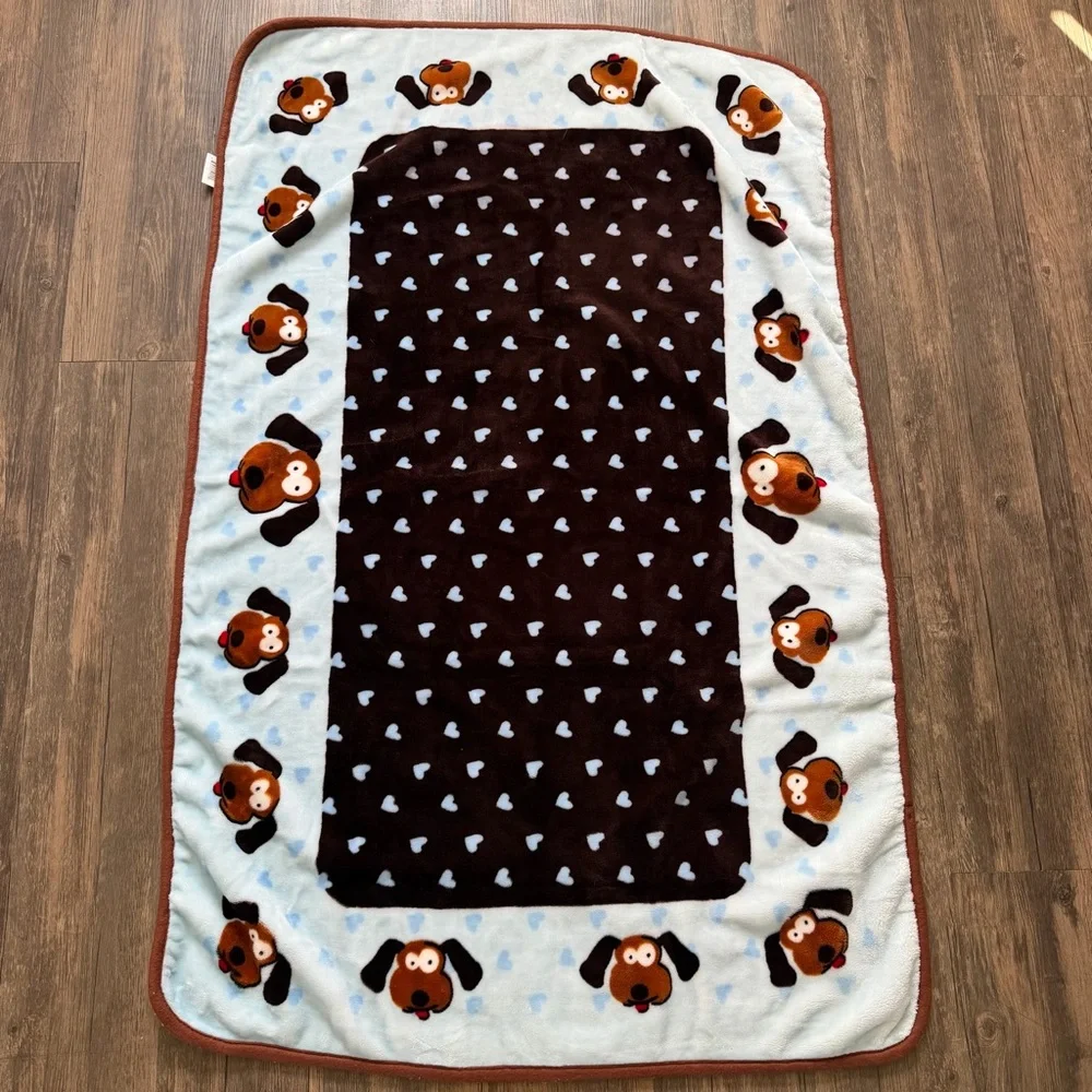 Snuggle Puppy 2 Piece Warm Soft Fluffy Fleece Flannel Pet Cat Dog Blanket Throw