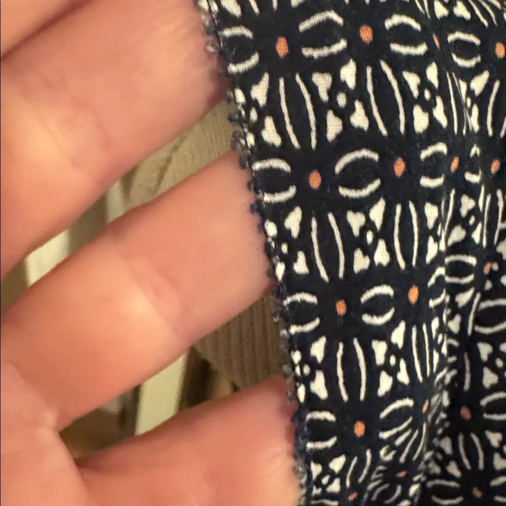 LOFT Navy Patterned Midi Shirt Dress