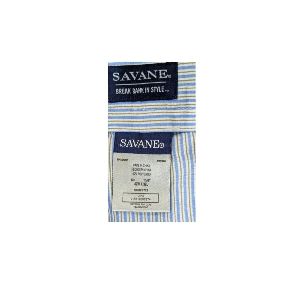 Savane Men’s Dress Pants 42x32 Toast Brown Classic Fit Pleated NWT