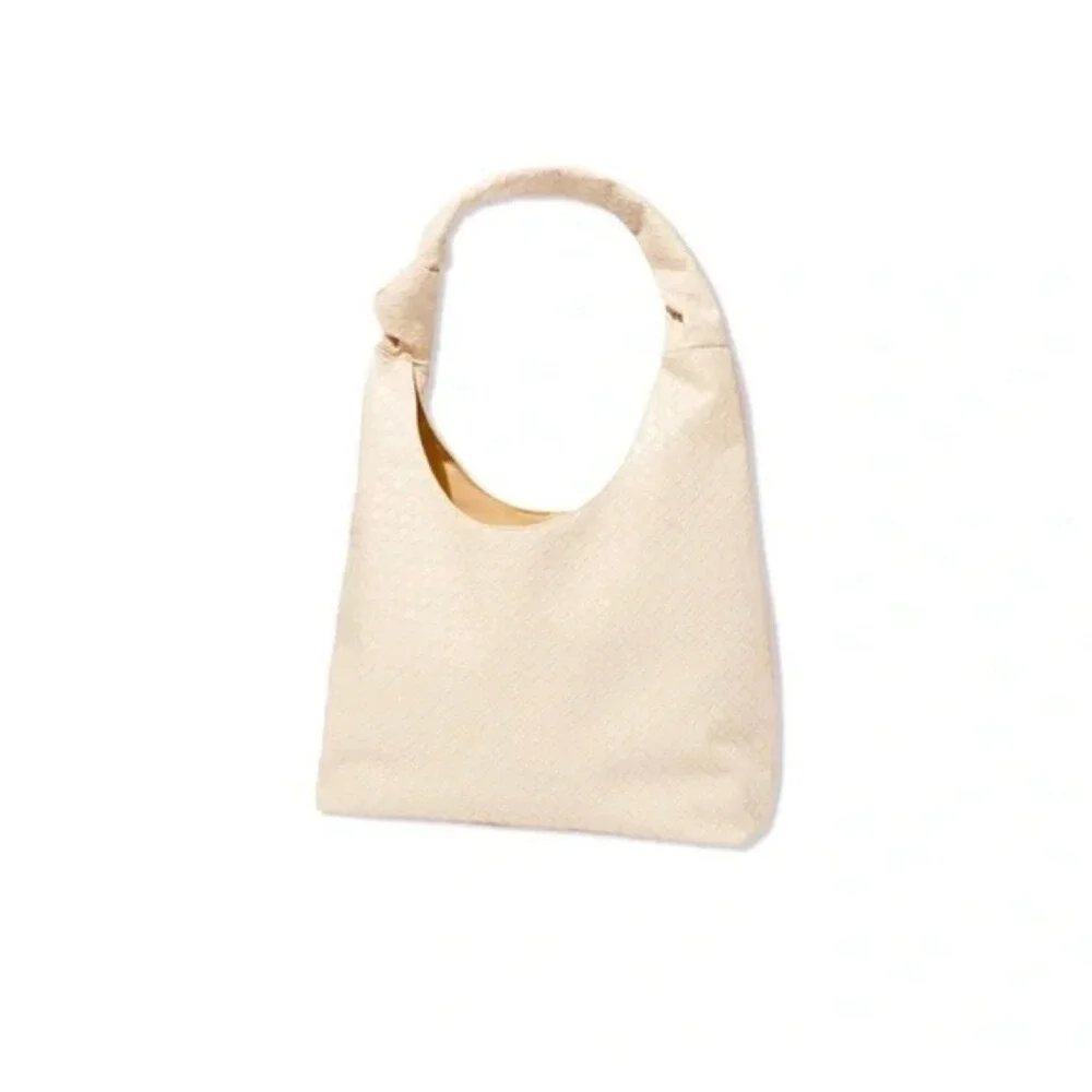 Ulta Cream Woven Pattern Hobo Shoulder Bag Tote NWT