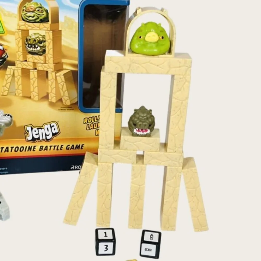 Angry Birds Star Wars Jenga Tatooine Battle Game Hasbro Sling Shot Works