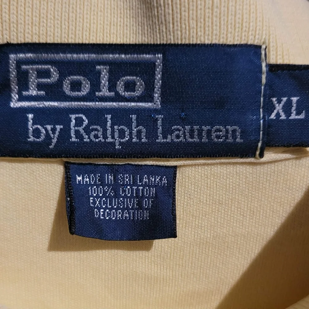 Ralph Lauren Mens Short Sleeve Pale Yellow Polo, Dark Blue Pony XL 100% Cotton
