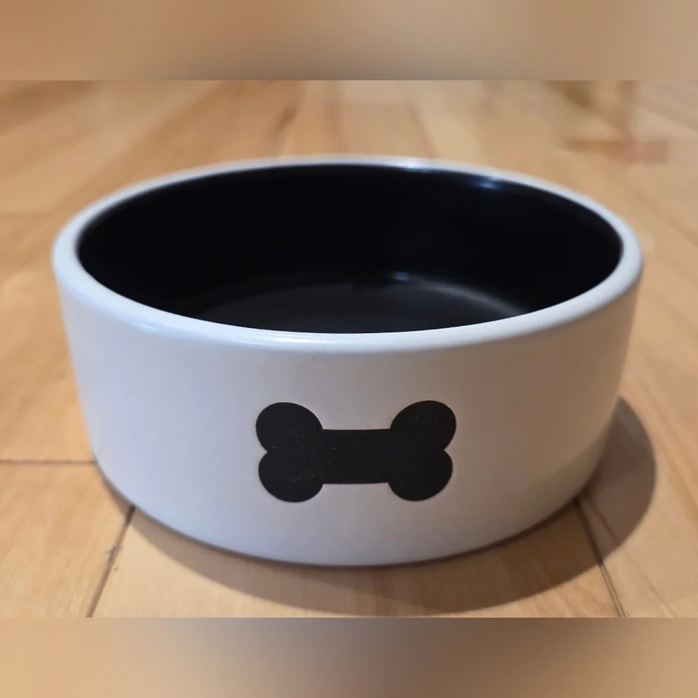 Throw Me A Bone Black Dog Bone Food/Water Dish (5