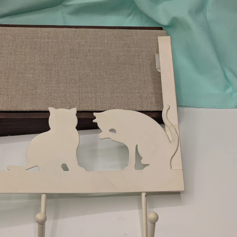 Cat Silhouette Wall Hook Rack - Cream