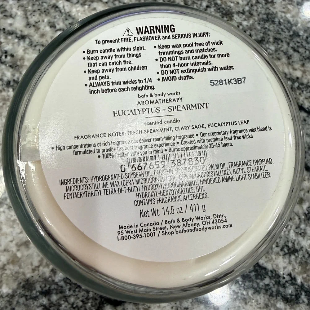 NWT Bath & Body Works Eucalyptus Spearmint Aromatherapy Candle