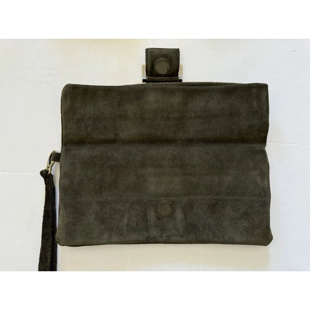 Sabina New York Women's Green Suede Clutch with Strap