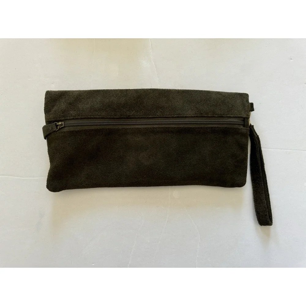 Sabina New York Women's Green Suede Clutch with Strap