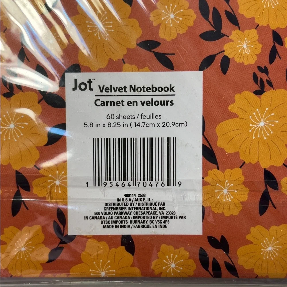 Floral Patterned Notebook with Orange Flowers