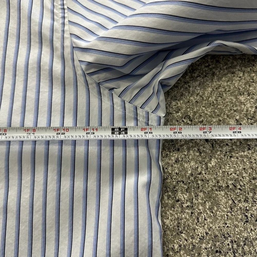Vintage Banana Republic Dress Shirt Mens XL 17-17.5 Blue Striped LS Button Up