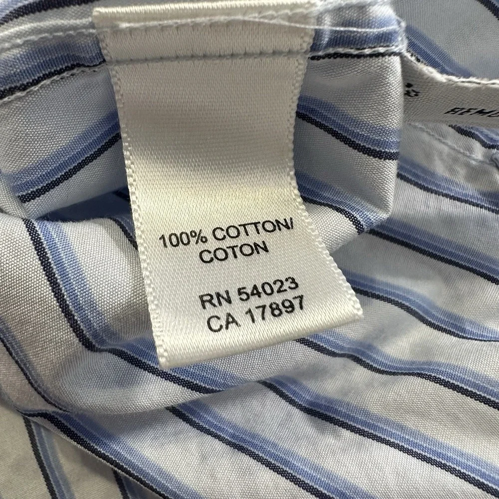 Vintage Banana Republic Dress Shirt Mens XL 17-17.5 Blue Striped LS Button Up