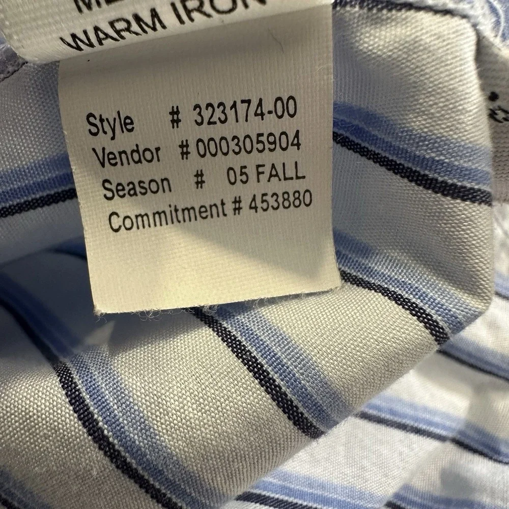 Vintage Banana Republic Dress Shirt Mens XL 17-17.5 Blue Striped LS Button Up
