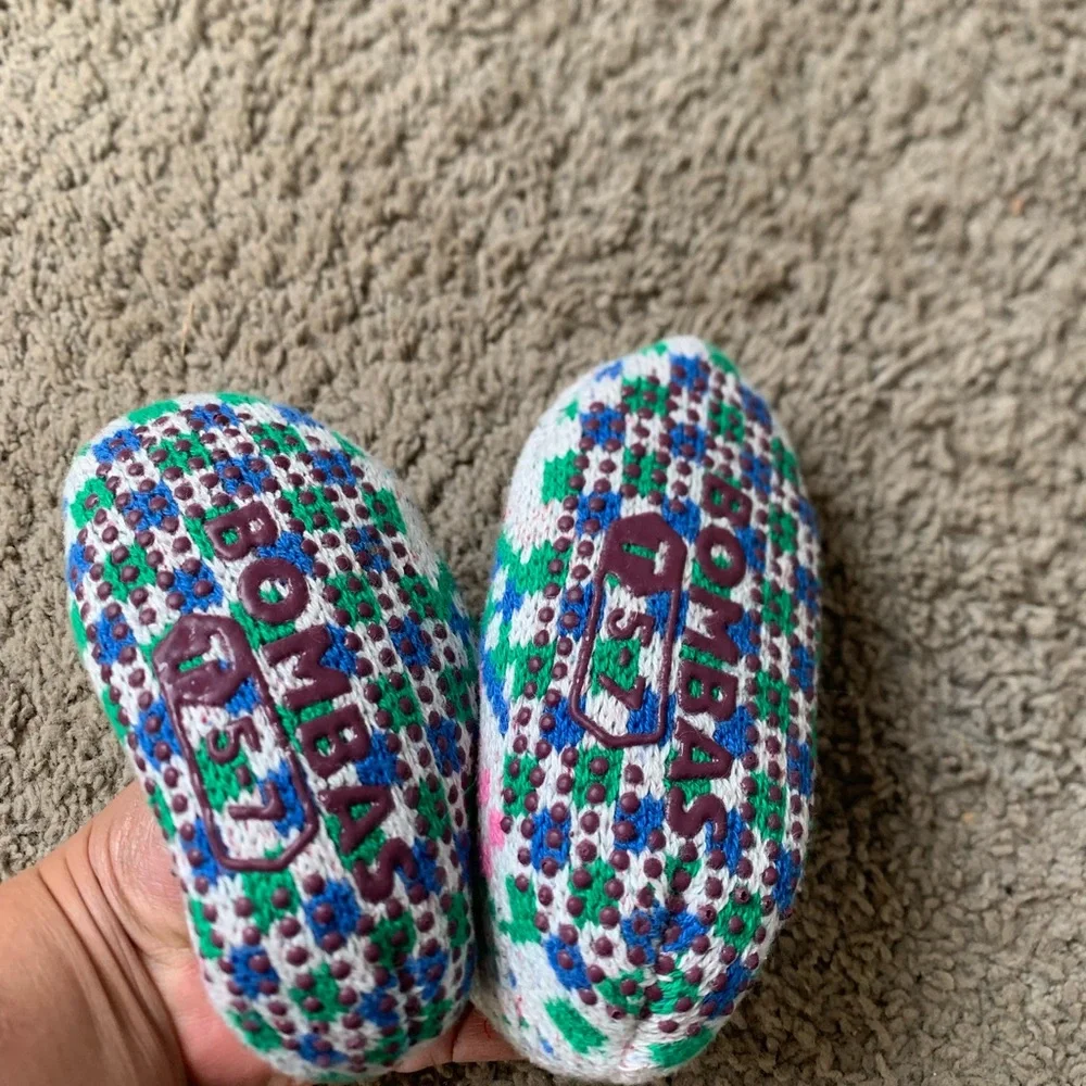 Bombas Kids Slippers - Blue and Pink Pattern