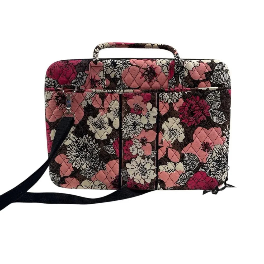 Vera Bradley MOCHA ROUGE LAPTOP PORTFOLIO Computer Hard Case Travel Work School