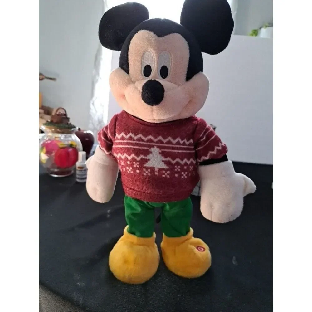 13 inch Disney Standing Plush Singing Mickey Mouse ‎ Christmas Sweater Gemmy