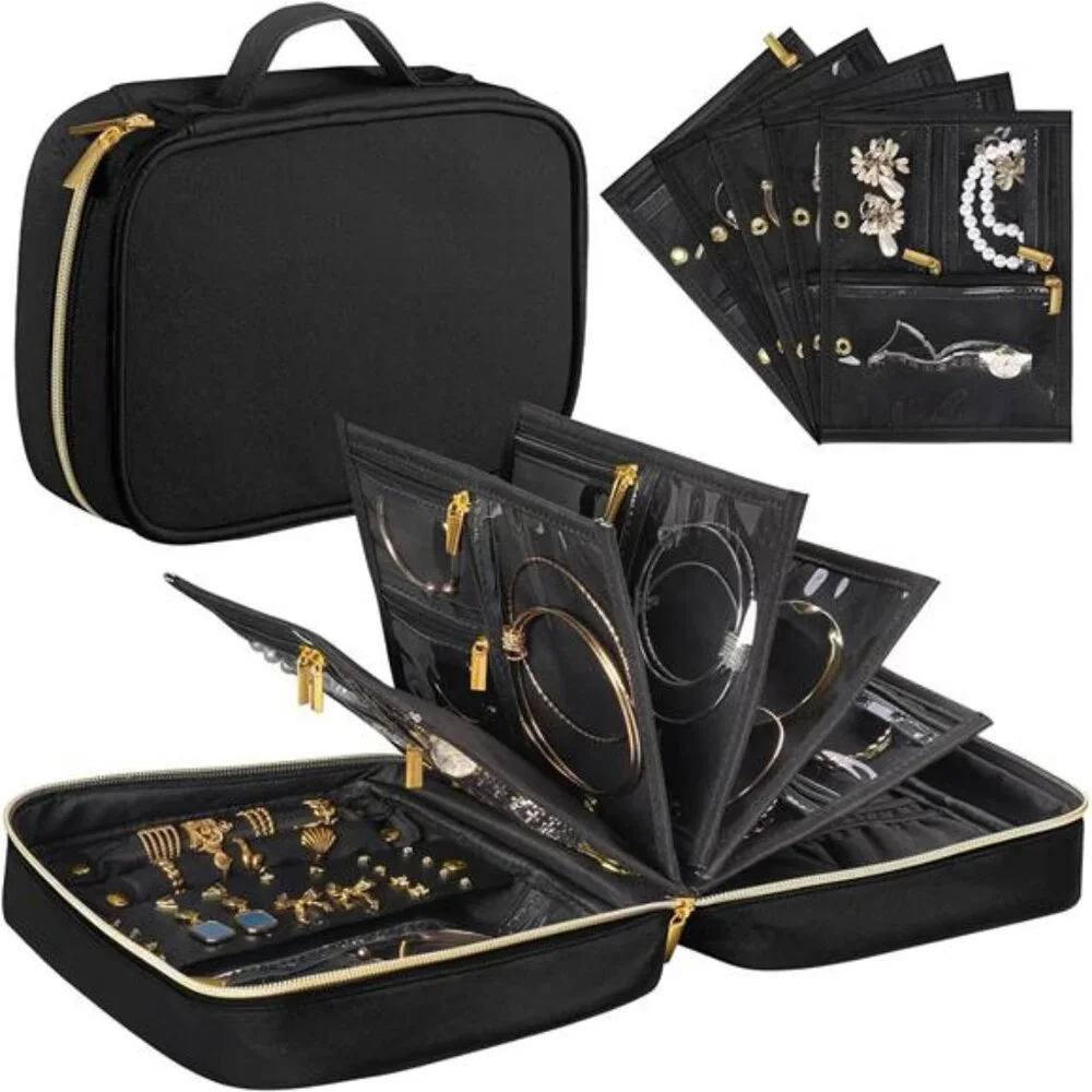 Travel Jewelry Case Organizer for Women, Jewelry Storage Book with Small Pouch,