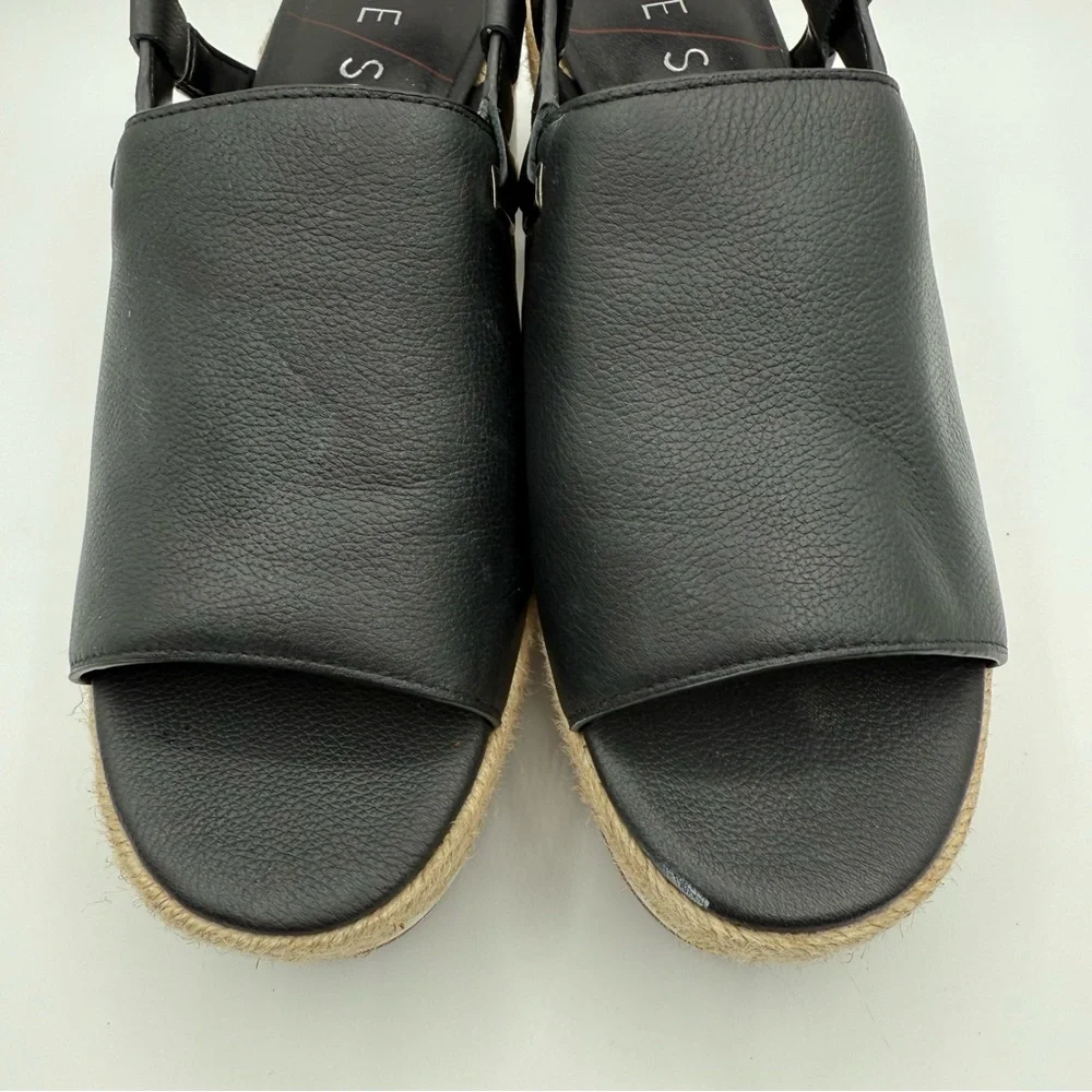 Sole Society Ayelani Boho Black Espadrille Wedge Open Toe Sandals SZ 9M