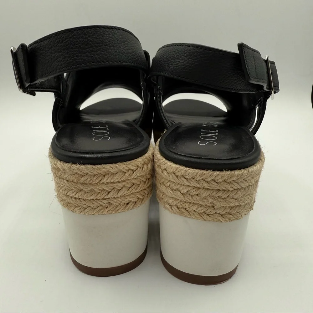 Sole Society Ayelani Boho Black Espadrille Wedge Open Toe Sandals SZ 9M