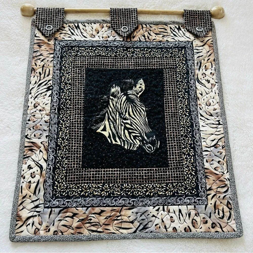 Handmade Wall Hanging Zebra Quilt.