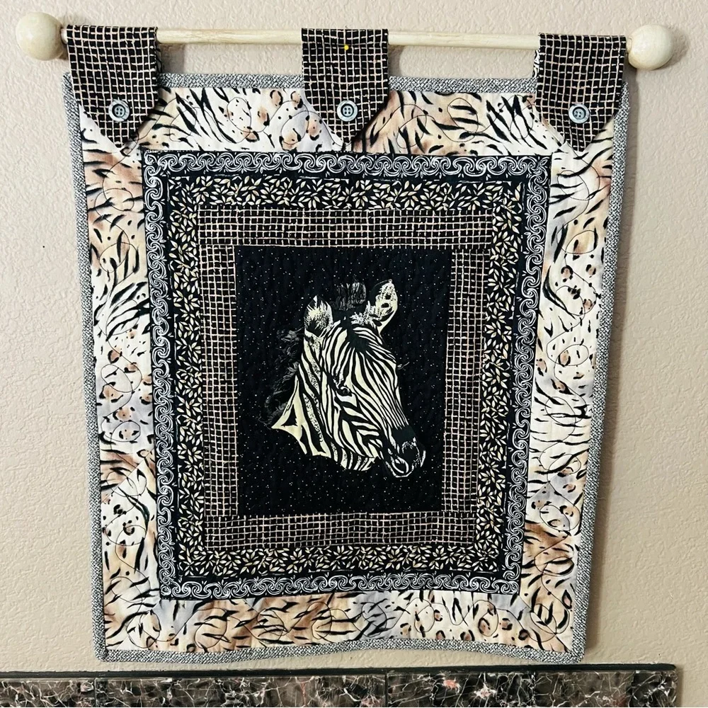 Handmade Wall Hanging Zebra Quilt.