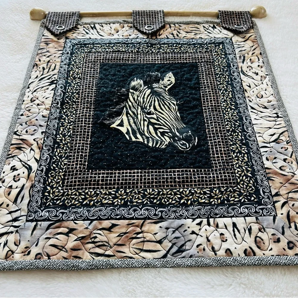 Handmade Wall Hanging Zebra Quilt.