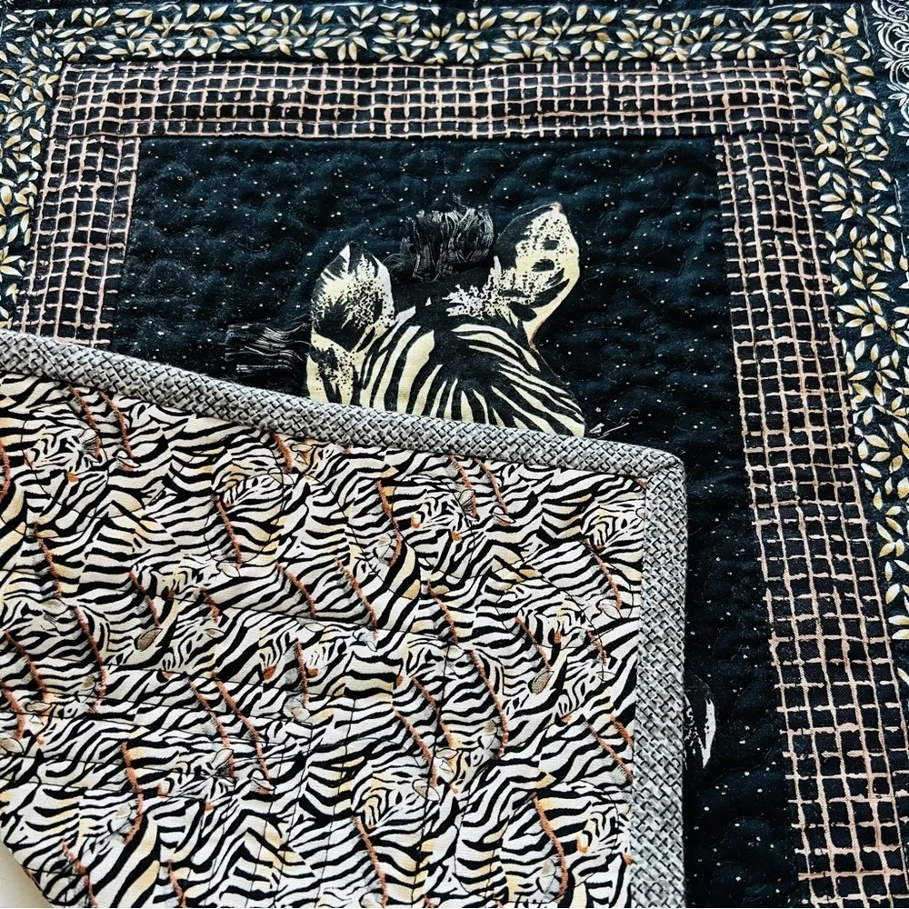Handmade Wall Hanging Zebra Quilt.